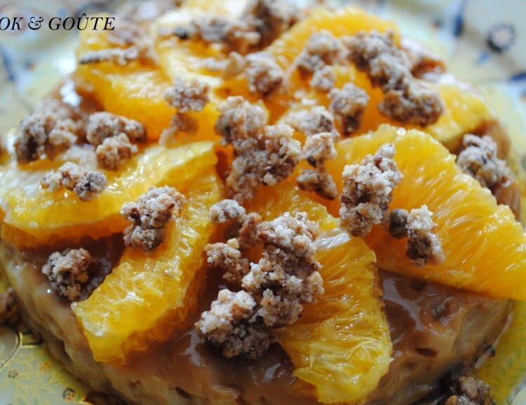 Crème caramel, au safran, à l’amande et à l’orange