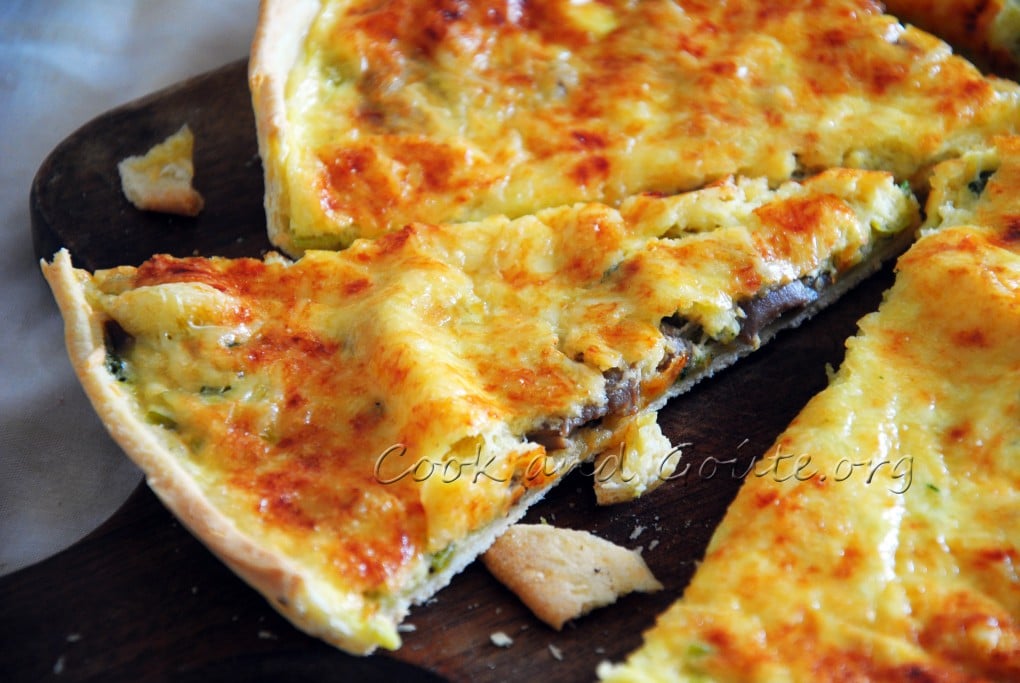 Tarte salée aux poireaux et champignons