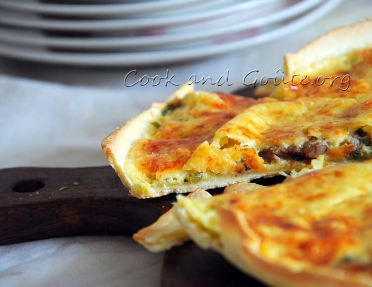 Tarte salée aux poireaux et champignons
