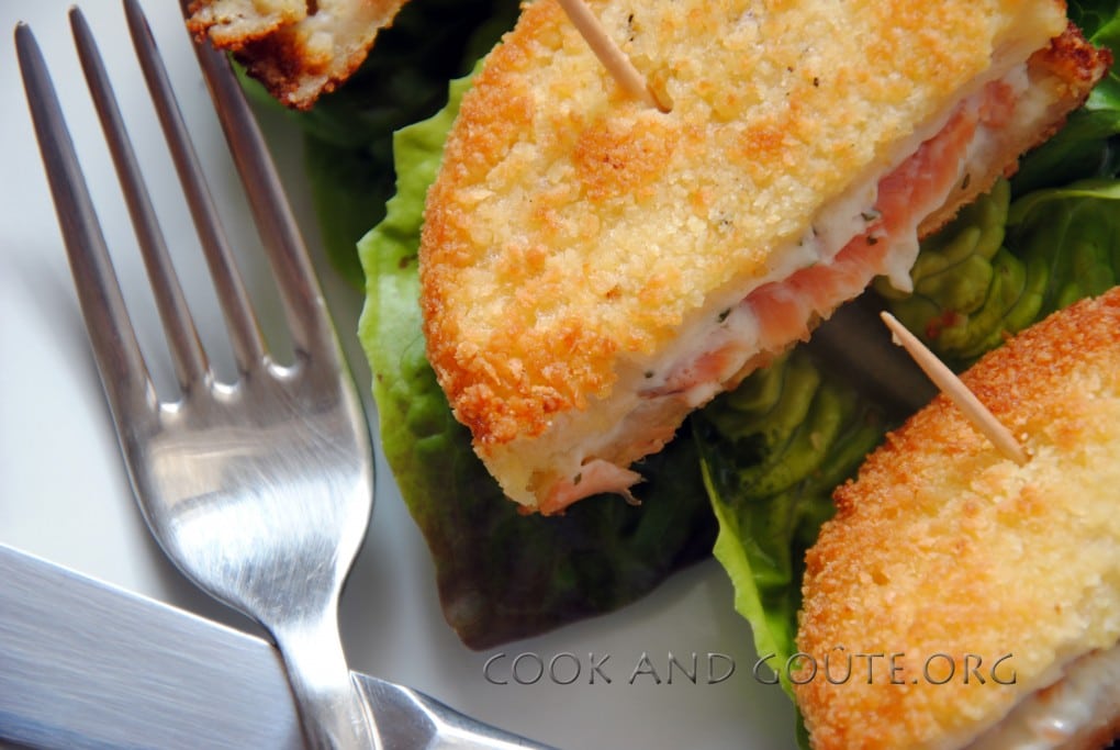 croques panés au saumon