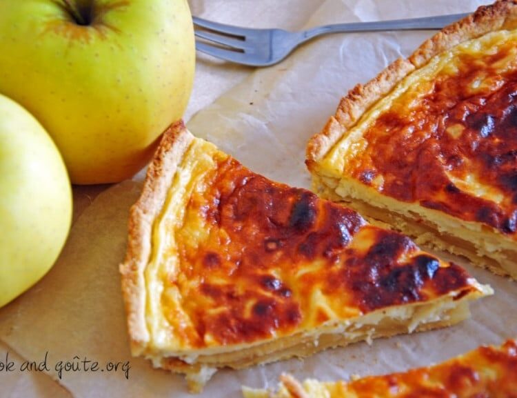 Tarte au flan mascarpone vanillé et aux pommes